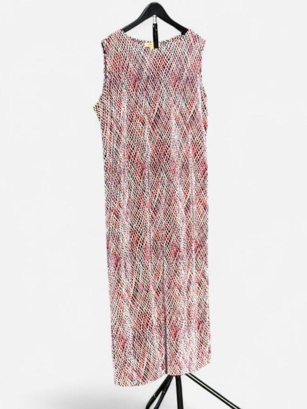 Vintage Multicolor Pleat Textured Maxi Dress
